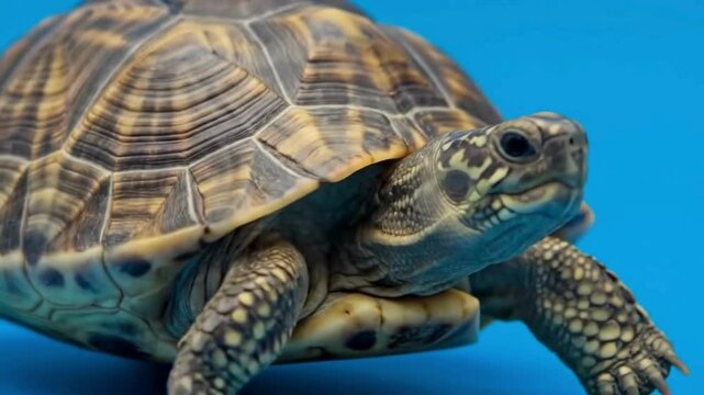 Turtle swimming in blue ocean water
