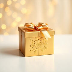 A beautiful golden gift box design with a white background color.