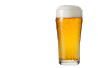 A glass of beer with foam, isolated on white or transparent background. PNG