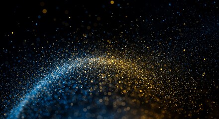 Obraz premium Abstract Glittering Particles Flowing with Blue and Gold Lights