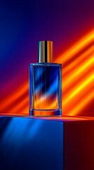 A simple podium mockup with colorful gradient background, vertical mobile wallpaper.