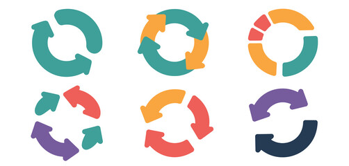 Colorful Circular Arrows Set for Process Flowcharts