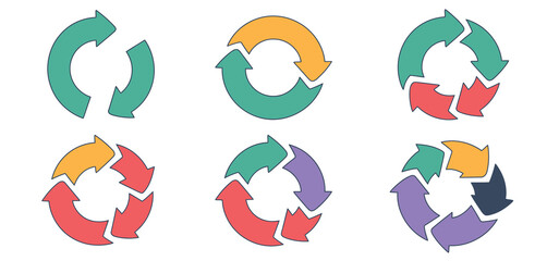 Colorful Circular Arrows Set for Process Diagrams