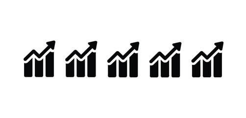Set of Upward Trending Bar Graph Icons for Growth