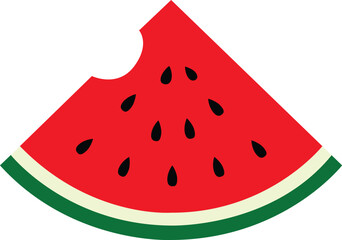Bitten watermelon slice vector illustration isolated on transparent background