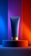 A simple podium mockup with colorful gradient background, vertical mobile wallpaper.