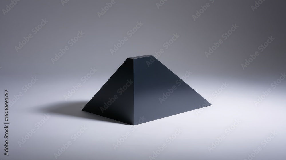 Aufkleber Elegant matte black triangular gift box standing upright with sharp edges, minimalistic design, isolated on white surface with ample copy space, modern and stylish presentation