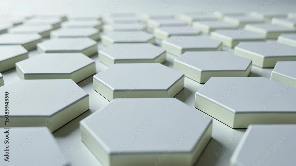 Poster abstract arrangement of hexagonal boxes on a light surface creating a modern minimalist appearance