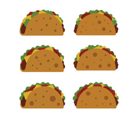 Fototapeta premium Delicious Tacos A Collection of Six Yummy Taco Illustrations