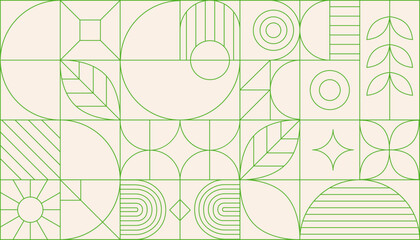 Bauhaus geometric gold line art and art deco background vector. Abstract geometric frame and elegant art nouveau with delicate. Illustration design for invitation, banner, vip, interior, decoration.