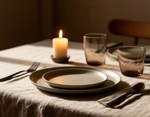 Evening dining scene with focus on light and atmosphere.