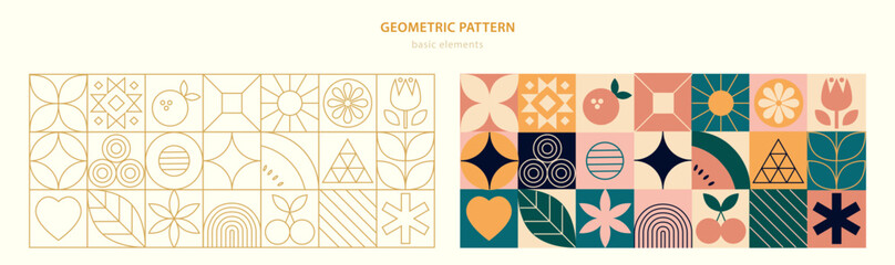 Environment nature abstract modern geometric pattern. Vector green eco-friendly grid ornament with environmental sustainability icons. Plants, trees, water droplets, recycling symbols, leaves, globe.