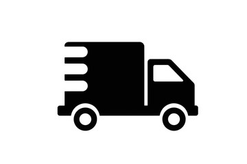 Simple black delivery truck icon graphic