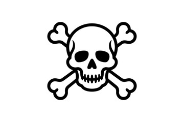 Skull and crossbones simple black outline