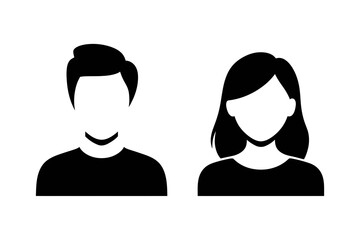 Silhouette of man and woman avatars side
