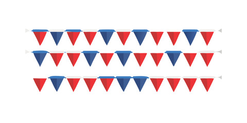 Obraz premium Red and blue triangular bunting flags arranged in rows 