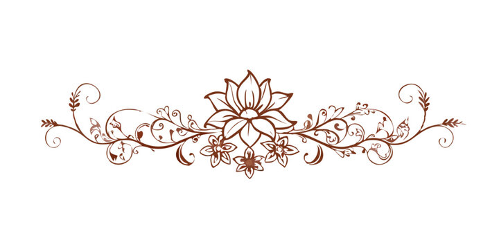 Ornamental floral divider with henna-style lotus design  