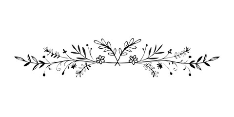 Floral divider design with thin ink lines and whimsical elements  