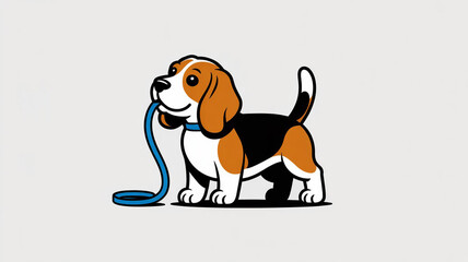 Adorable Beagle Puppy Ready for a Walk  Cartoon Dog Illustration