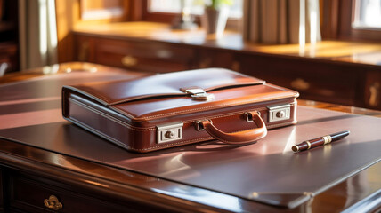 Luxury Leather Briefcase  Desk  Office  Business  Success