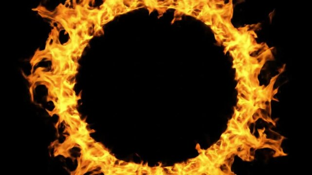 Fiery ring of fire burning inferno loop