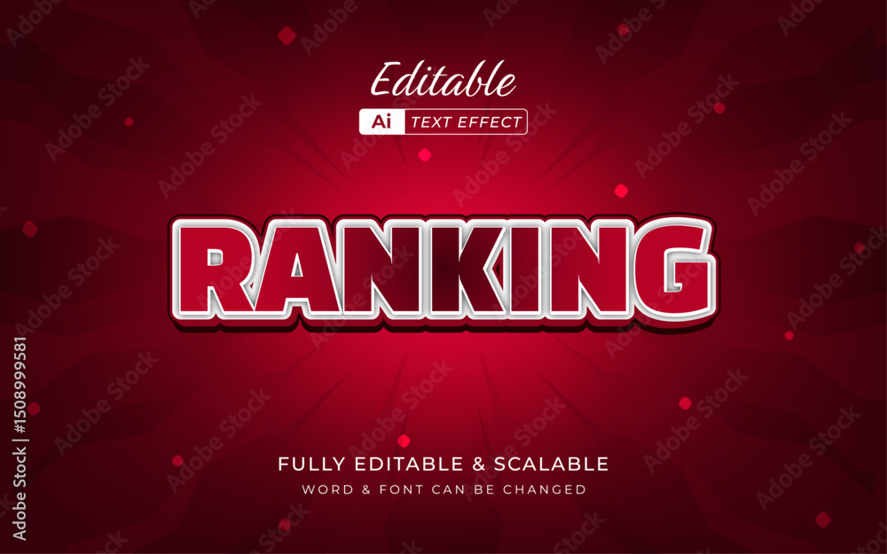 Wall mural ranking 3d text effect design. fully editable and scalable