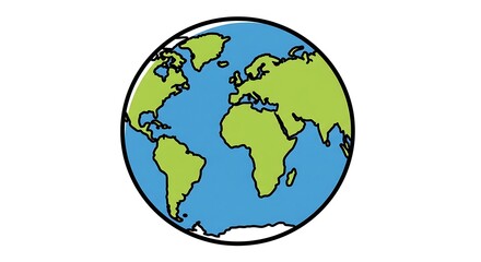 Cartoon World Globe Illustration on White Background