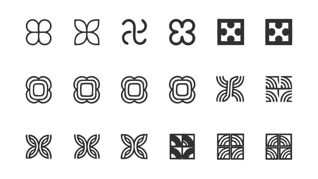 Abstract logo design set vector simple geometric shapes modern minimalist brand identity mark collection