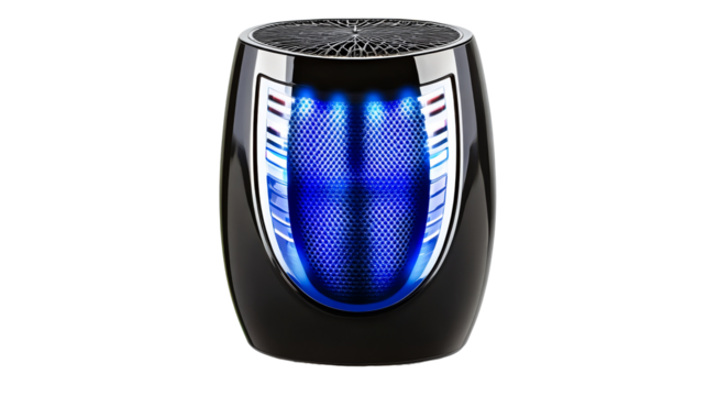 Modern air purifier with blue light, appliance, cut out transparent