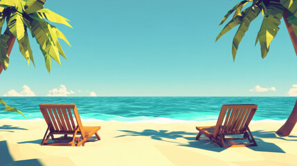 two beach chairs facing the ocean