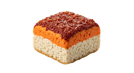 Layered Dessert Cube with Caramel Topping