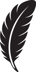 Elegant Feather Silhouette Vector Simple Bird Plume Clipart Black & White Design Element for Nature & Flight