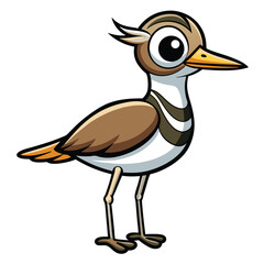 Fototapeta premium Cartoon killdeer bird displays its brown and white plumage in a charming full view
