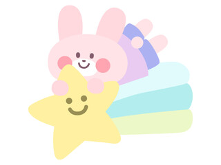 流れ星につかまって空を飛ぶうさぎ