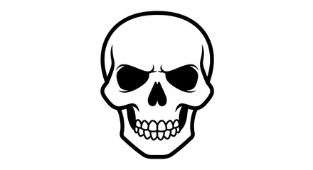 Fototapeta premium Skull Vector Graphic with Angry Expression in Black and White
