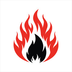 Fire flame icon on white background