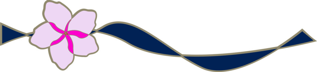 Pink Flower with Wavy Blue Line