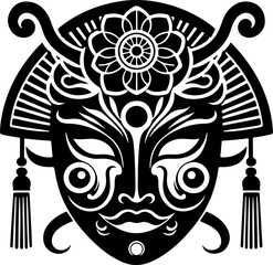 sketch vector illustration icon logo symbol silhouette woman geisha japan cultural religion ethnic classic vintage traditional