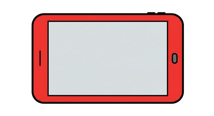 Red Tablet Device with Blank Screen for App or Website Mockup