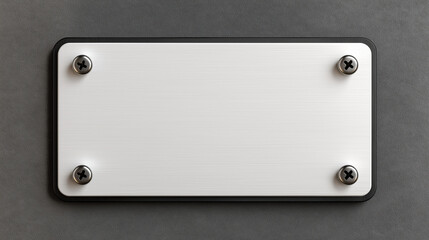 Clean Plate: A pristine white plate, firmly fastened with four screws, sits in elegant simplicity, ready to capture any message or detail.