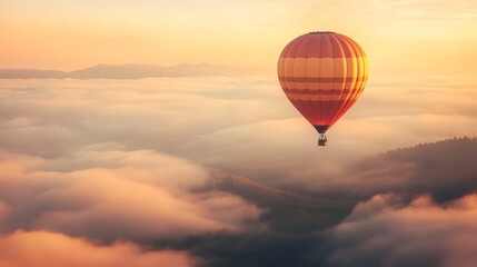 Fototapeta premium A hot air balloon festival at sunrise, with colorful balloons filling the sky.
