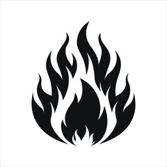 Fire flame silhouette icon in white background 