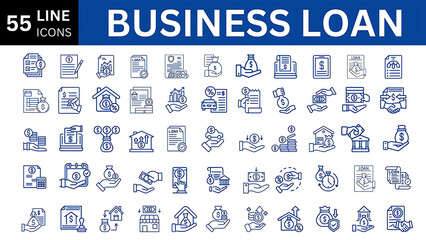 Business Loan line icon set. 
