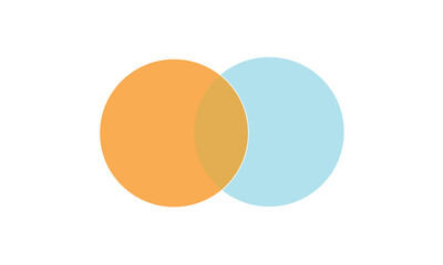 Venn diagram chart vector template two circle color style for presentation, start up project, business strategy, theory basic operation, infographic, logic eps 10. Vector Illustration  .  