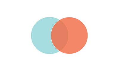 Venn diagram chart vector template two circle color style for presentation, start up project, business strategy, theory basic operation, infographic, logic eps 10. Vector Illustration  .  