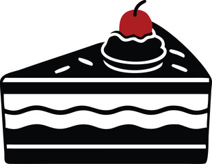 Sliced chocolate cake topped with red cherry looks appealing against a transparent background