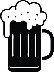Beer mug icon depicts refreshing ale with foam against a transparent backdrop