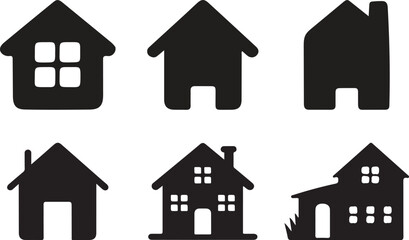 Web home flat icon set for apps and websites silhouette vector illustration on white background