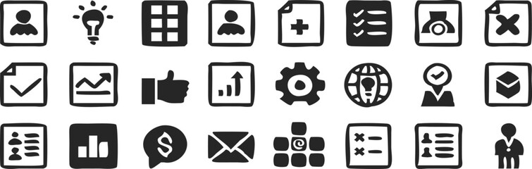 Hand drawn business icons set vector illustration