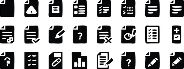 Collection of black document icons file symbols